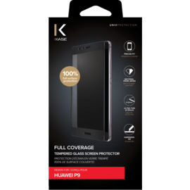 Protection d'&eacute;cran en verre tremp&eacute; (100% de surface couverte) pour Huawei P9, Noir