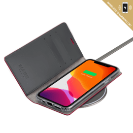 Diarycase 2.0 Coque clapet en cuir v&eacute;ritable avec support aimant&eacute; pour Apple iPhone 11 Pro Max, Rouge Bordeaux