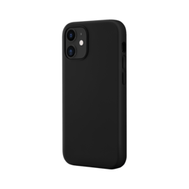 (O) Coque antichoc en gel de silicone doux pour Apple iPhone 12 mini, Noir satin