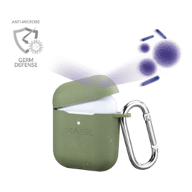 Coque antibactérienne vegan bio 100 % zéro déchet pour Apple AirPods, Vert olive