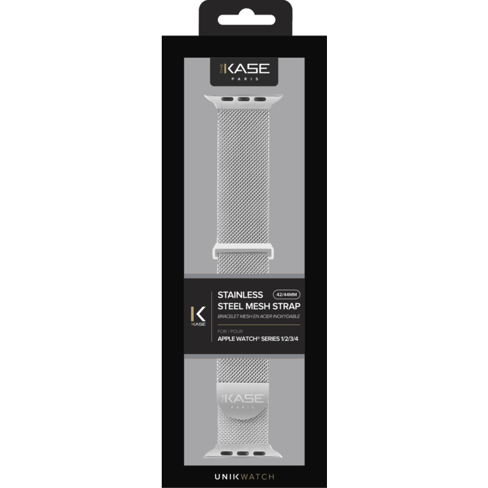Bracelet mesh en acier inoxydable pour Apple Watch&reg; Series 1/2/3/4 42/44mm, Argent