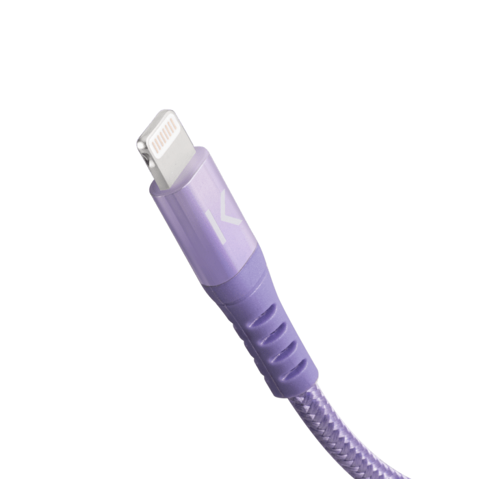 C&acirc;ble USB-C vers Lightning certifi&eacute; MFi Apple m&eacute;tallis&eacute; tress&eacute; Charge/sync (1M), Violet Lilas