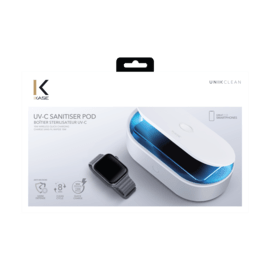 Boîtier stérilisateur UV-C avec chargement sans-fil rapide (7.5 W/10 W), Blanc