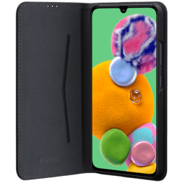 Coque clapet folio avec fente pour cartes & support pour Samsung Galaxy A90 5G 2019, Noir