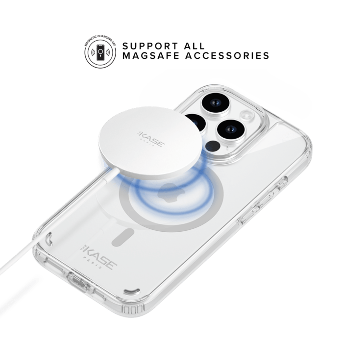 Coque antibact&eacute;rienne antichoc magn&eacute;tique invisible Fabriqu&eacute; Avec du 75% Plastique Recycl&eacute; pour Apple iPhone 15 Pro, Transparente