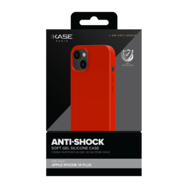 Coque antichoc en gel de silicone doux pour Apple iPhone 14 Plus, Rouge Ardent