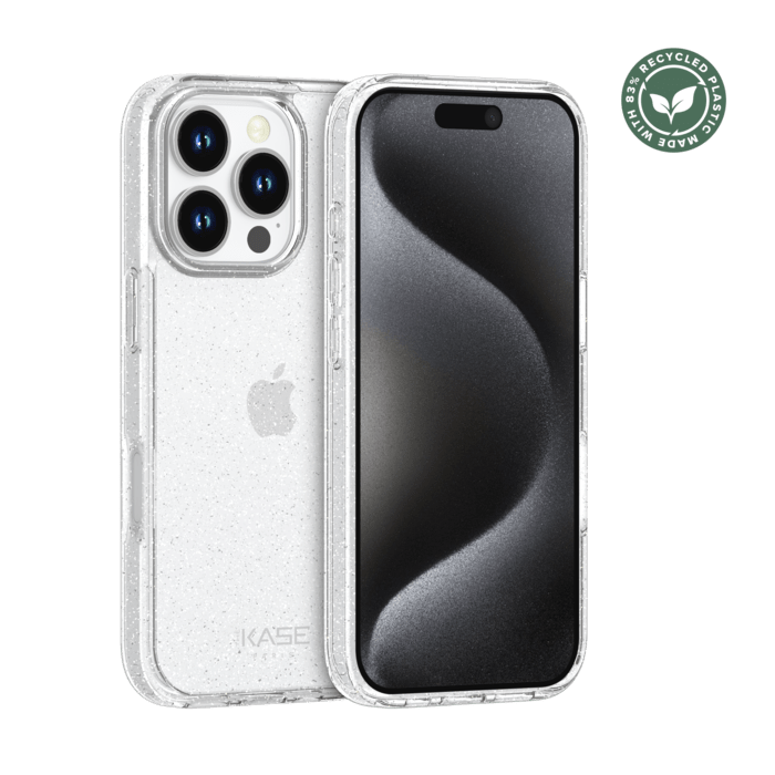 Coque hybride &eacute;tincelante invisible GEN 2.0 83% de plastique recycl&eacute; pour Apple iPhone 16 Pro, Transparente