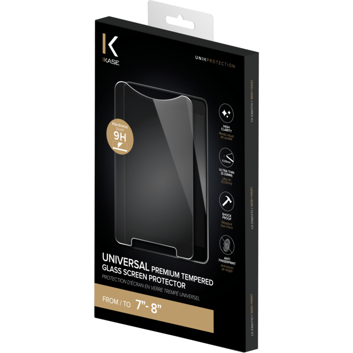 Protection d'&eacute;cran premium en verre tremp&eacute; universel pour tablette (7-8 pouces)