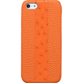 Case Case for Apple iPhone 5/5s/SE, Grained calf and Ostrich genuine leather, Orange