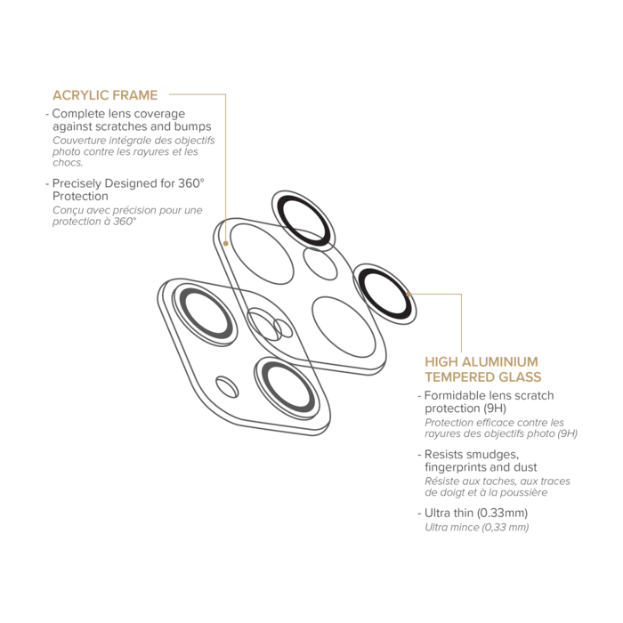 Protecteur d'objectif d'appareil photo en cristal acrylique pour Apple iPhone15/14 Plus, transparent