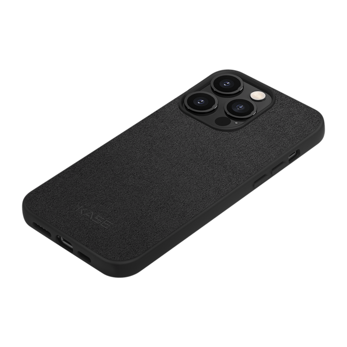 Coque en Su&egrave;de Alcantara pour Apple iPhone 14 Pro Max, Minuit Noir