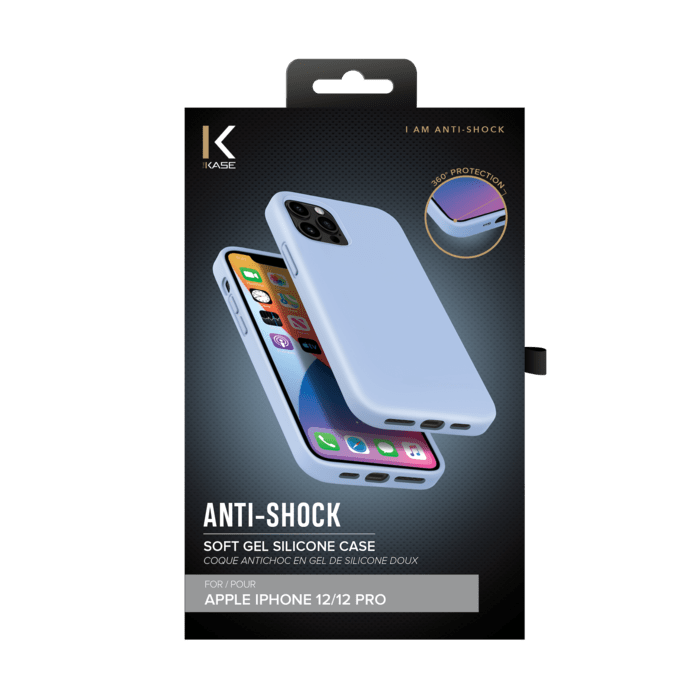 (O) Coque antichoc en gel de silicone doux pour Apple iPhone 12/12 Pro, Bleu Lilas