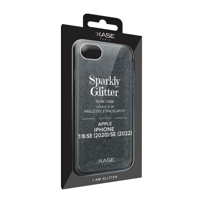 Coque slim pailletée étincelante pour Apple iPhone 7/8/SE 2020/SE 2022, Noir