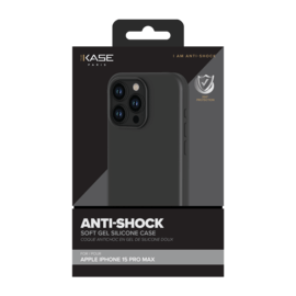 Coque antichoc en gel de silicone doux pour Apple iPhone 15 Pro Max, Noir satin