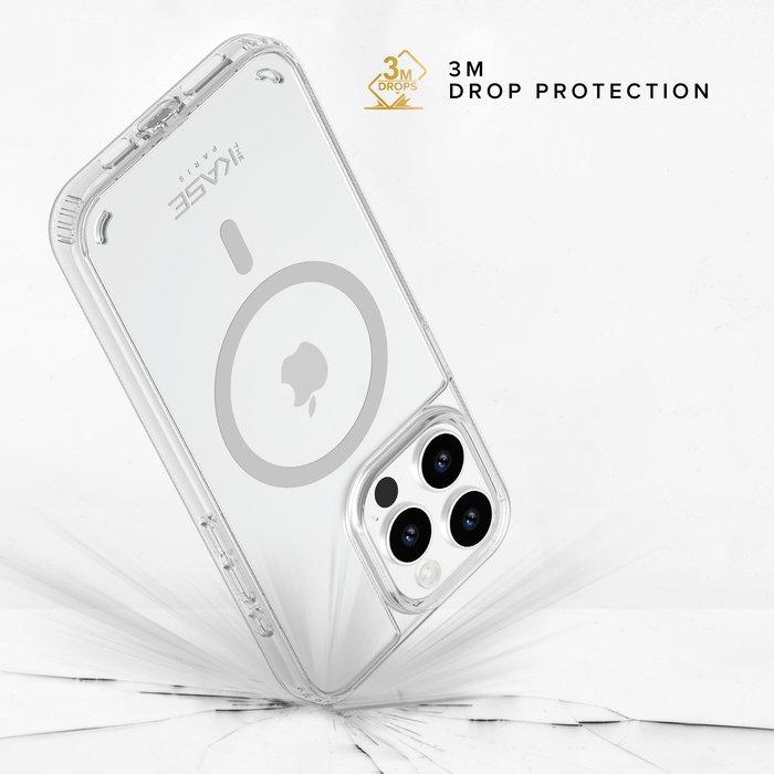 Coque antibact&eacute;rienne antichoc magn&eacute;tique invisible Fabriqu&eacute; Avec du 75% Plastique Recycl&eacute; pour Apple iPhone 15 Pro Max, Transparente