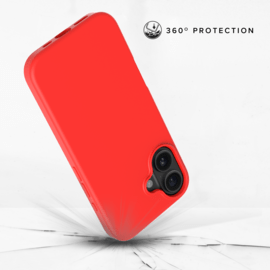 Coque antichoc en gel de silicone doux pour 55% de plastique recycl&eacute; Apple iPhone 16, Rouge Ardent
