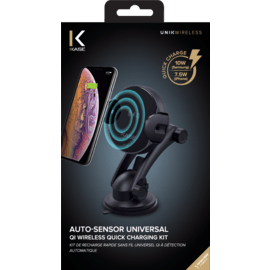 Kit de recharge rapide sans fil universel Qi &agrave; d&eacute;tection automatique, Noir
