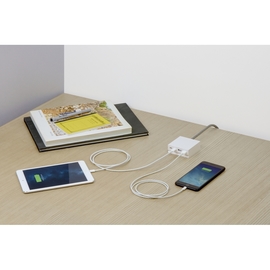 Mini Hide + Table Blanc - COMPACT HUB DE TABLE, 4 EN 1, 2 PORTS USB, 2 PORTS USB-C