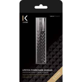 Lipstick Batterie Externe 2600 mAh, Noir