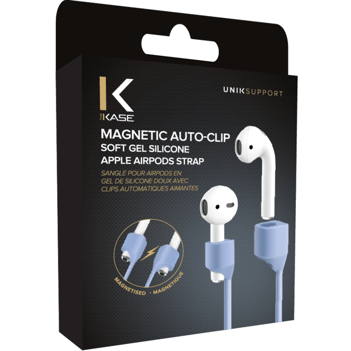 Magnetic Auto-Clip Soft Gel Silicone Apple AirPods/ AirPods Pro Strap, Lilac Blue