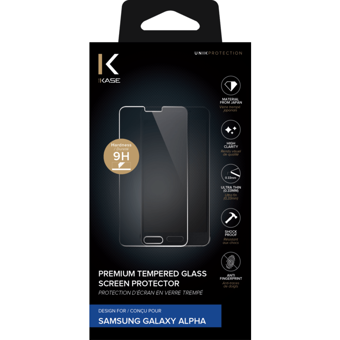 Protection d'&eacute;cran premium en verre tremp&eacute; pour Samsung Galaxy Alpha, Transparent