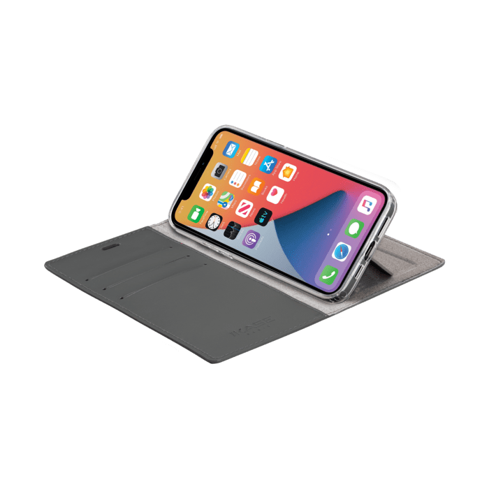 Diarycase 2.0 Coque clapet en cuir v&eacute;ritable avec support aimant&eacute; pour Apple iPhone 12/12 Pro, Minuit Noir