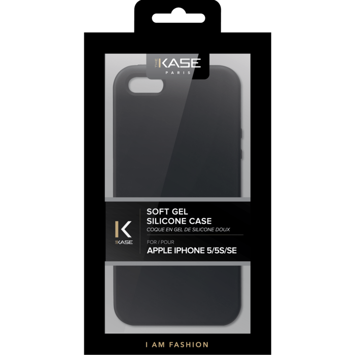Coque en Gel de Silicone Doux pour Apple iPhone 5/5s/SE, Noir satin