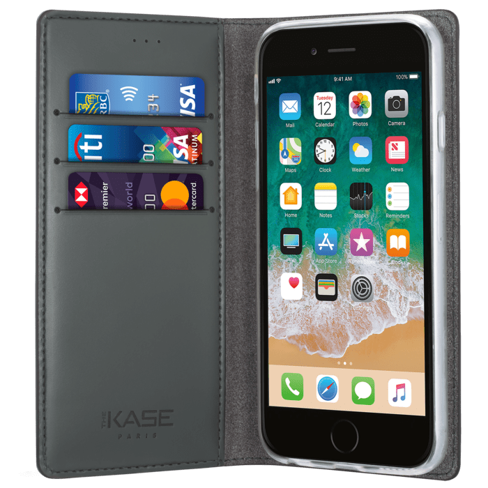 Diarycase Coque clapet en cuir véritable avec support aimanté pour Apple iPhone 6/6s Plus, Bleu Marine Lézard