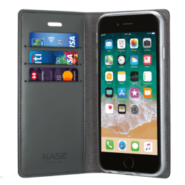 Diarycase Coque clapet en cuir v&eacute;ritable avec support aimant&eacute; pour Apple iPhone 6 Plus/6s Plus, Noir L&eacute;zard