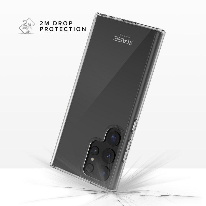 Coque hybride invisible fabriqu&eacute; avec 83% de plastique recycl&eacute; pour Samsung Galaxy S24 Ultra 5G, Transparente