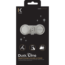 Double Anneaux Accroche & Support Smartphone, Barre M&eacute;tallique Argent&eacute;e