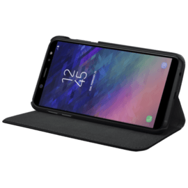 Coque clapet folio avec fente pour cartes & support pour Samsung Galaxy A6 (2018), Noir