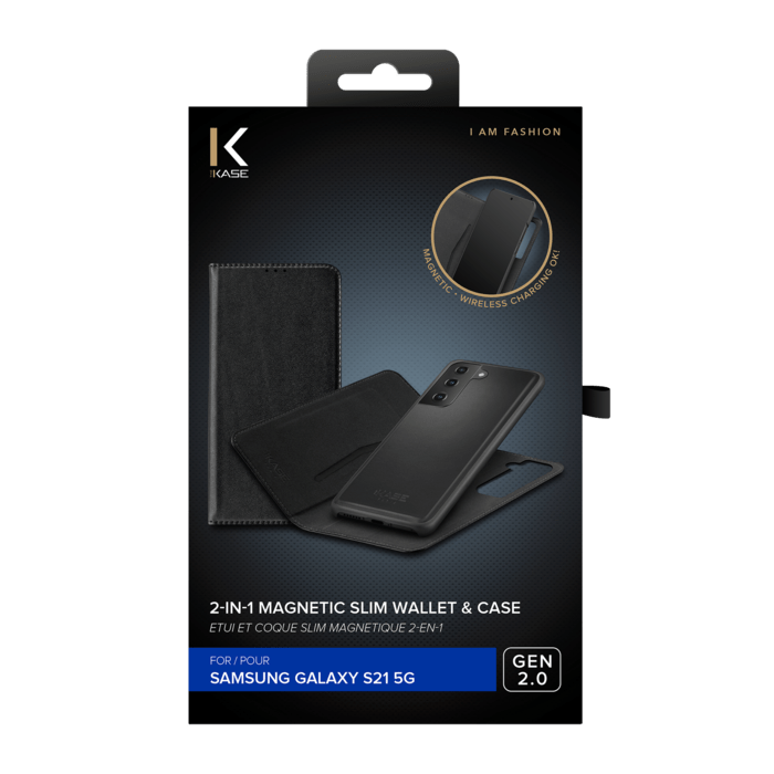 Etui et Coque slim magn&eacute;tique 2-en-1 GEN 2.0 pour Samsung Galaxy S21 5G, Noir