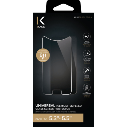 Protection d&rsquo;&eacute;cran premium en verre tremp&eacute; universel (5.3-5.5 pouces)