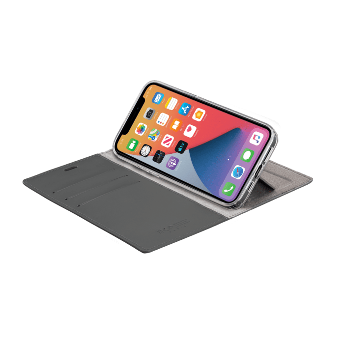 Diarycase 2.0 Coque clapet en cuir v&eacute;ritable avec support aimant&eacute; pour Apple iPhone 12/12 Pro, Rose Pastel