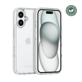 Coque hybride &eacute;tincelante invisible GEN 2.0 83% de plastique recycl&eacute; pour Apple iPhone 16, Transparente
