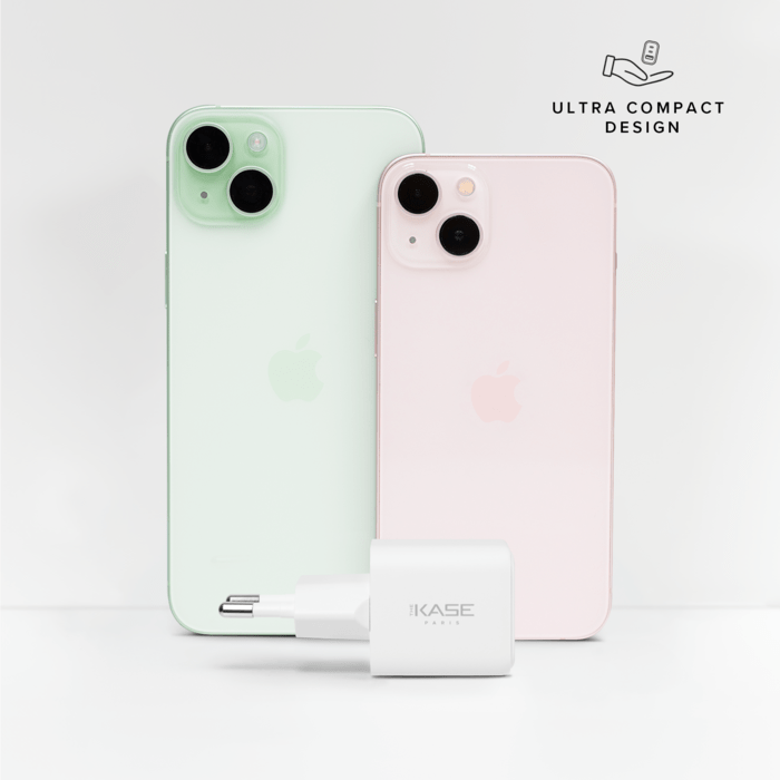 Chargeur Mural Double Port Supreme PowerLite GaN Fabriqu&eacute; Avec du 100% Plastique Recycl&eacute; - 25W (PPS), Blanc