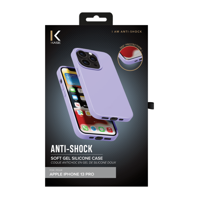 Coque antichoc en gel de silicone doux pour Apple iPhone 13 Pro, Violet Lilas