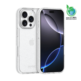 Coque hybride étincelante invisible GEN 2.0 83% de plastique recyclé pour Apple iPhone 16 Pro, Transparente