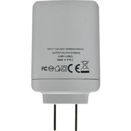 Case Universal Dual USB Charger (US) 3.1A, Silver