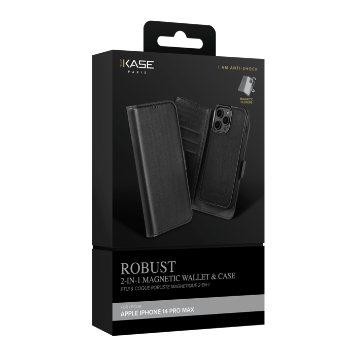 Etui & Coque robuste magn&eacute;tique 2-en-1 pour Apple iPhone 14 Pro Max, Noir Onyx