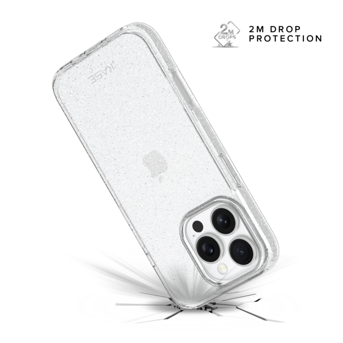 Coque hybride &eacute;tincelante invisible GEN 2.0 83% de plastique recycl&eacute; pour Apple iPhone 16 Pro Max, Transparente