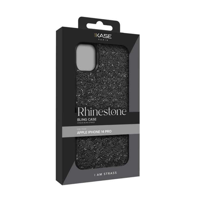 Coque Bling Strass pour Apple iPhone 14 Pro, Minuit Noir