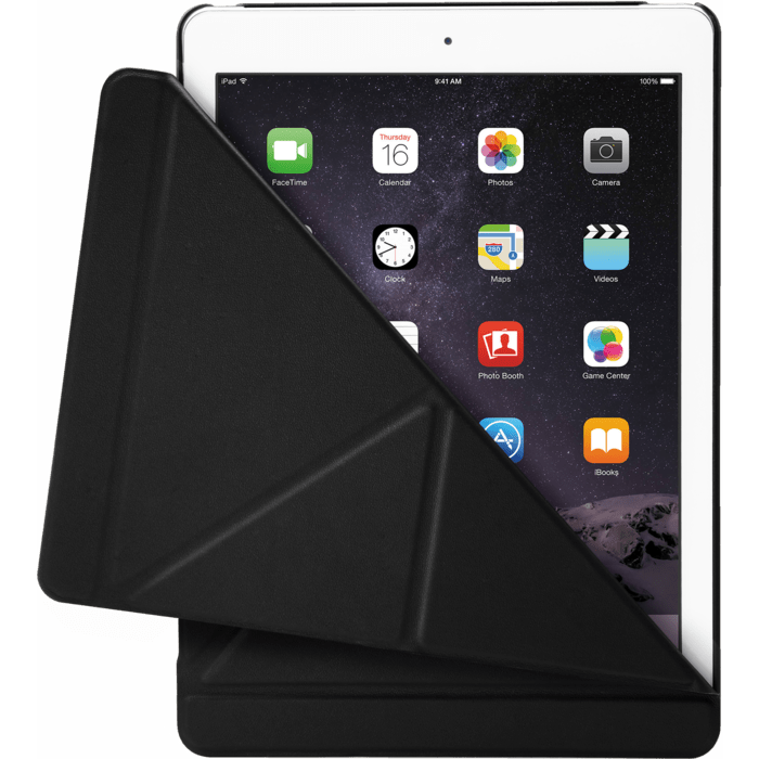 Origami Coque clapet Multi-position pliable pour Apple iPad Air 2, Noir Satin