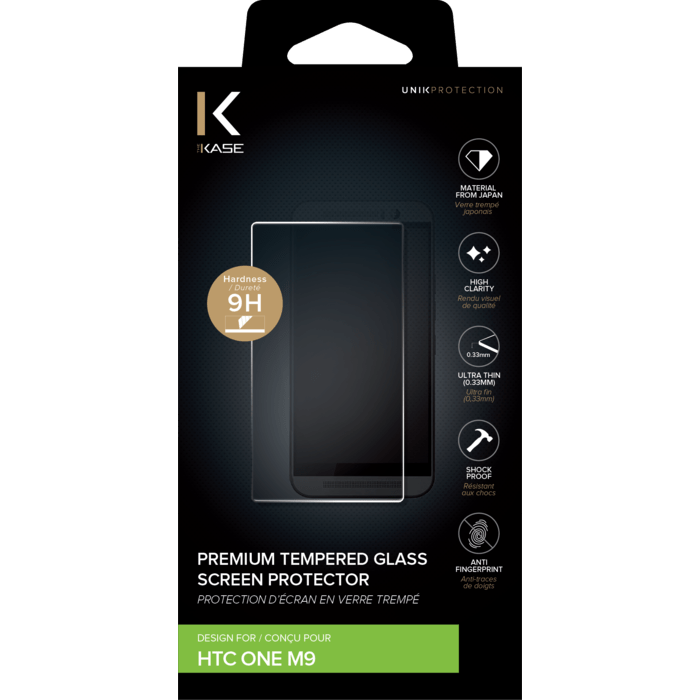 Protection d'&eacute;cran premium en verre tremp&eacute; pour HTC One M9, Transparent