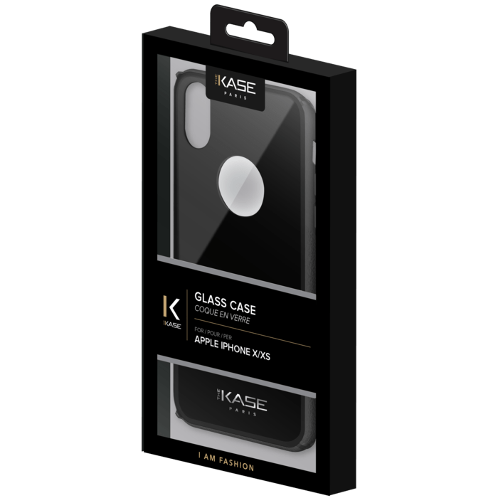 Coque en verre pour Apple iPhone X/XS, Gris Sid&eacute;ral