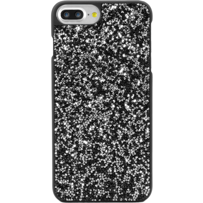 &Eacute;tui en strass Bling pour Apple iPhone 6 Plus / 6s Plus / 7 Plus / 8 Plus, Midnight Black & Silver
