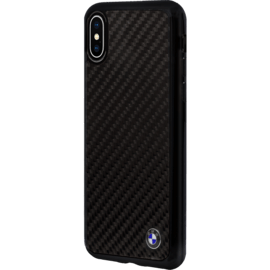 Coque Signature BMW en fibre de carbone v&eacute;ritable pour Apple iPhone X/XS, Noir