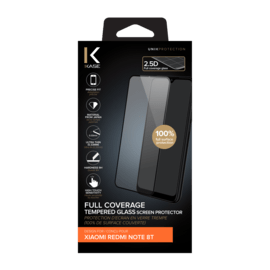 Protection d'écran en verre trempé (100% de surface couverte) pour Xiaomi Redmi Note 8T, Noir