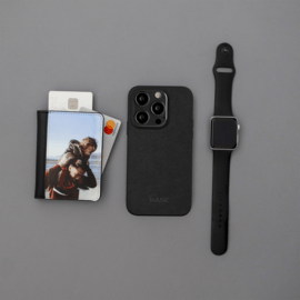 Coque en Su&egrave;de Alcantara pour Apple iPhone 14 Pro, Minuit Noir